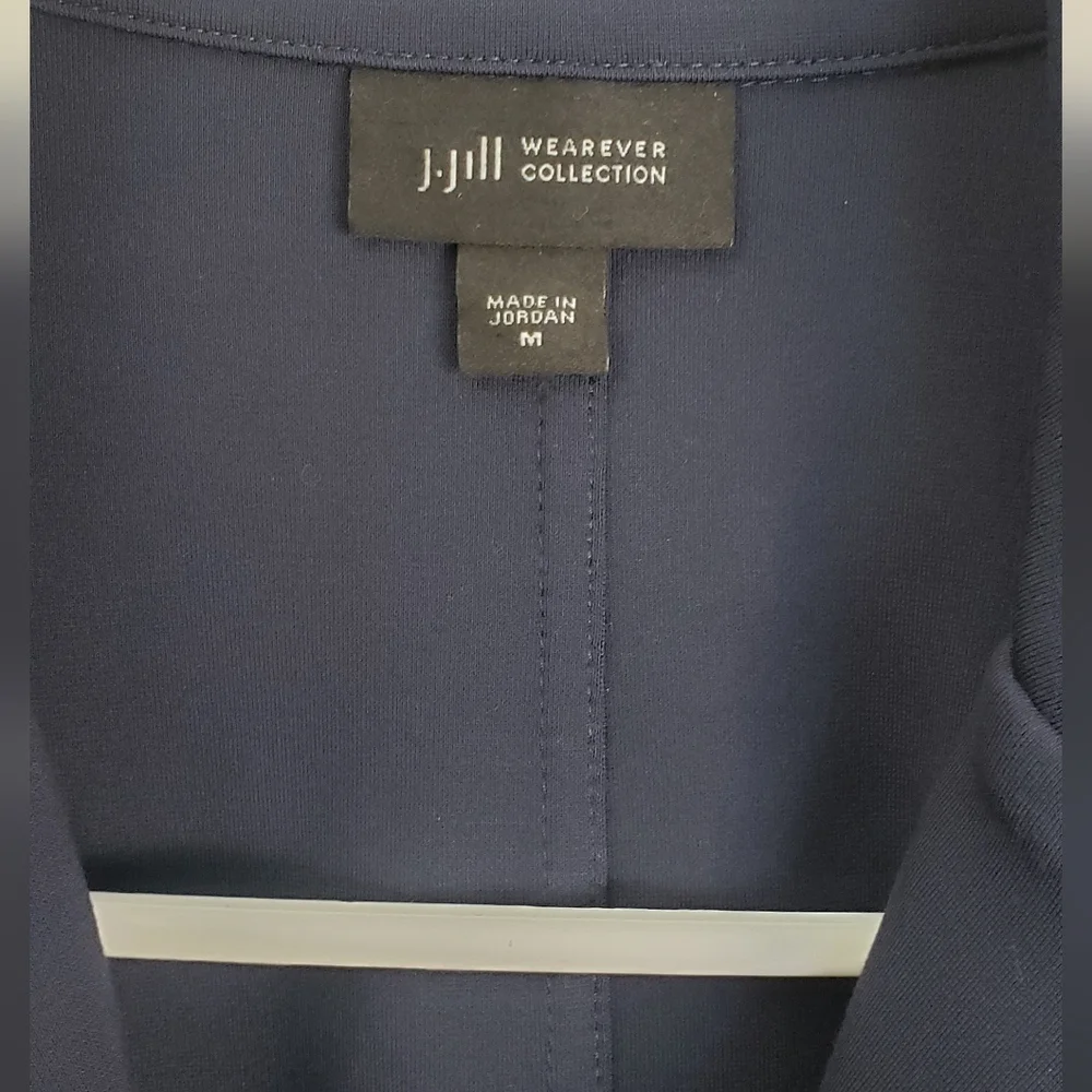 J. Jill Wearever Button Front Jacket Pockets Navy Blue Sz M Career Classic - Picture 12 of 14